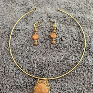 Elegant Gold and Orange Jewelry Set
